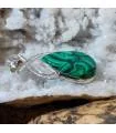 Pendentif arabesque argent bijou ethnique pierre naturelle malachite.