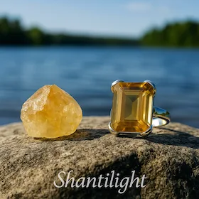 Bague chevalière argent et citrine